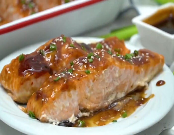 Baked Dilled Salmon On Rice