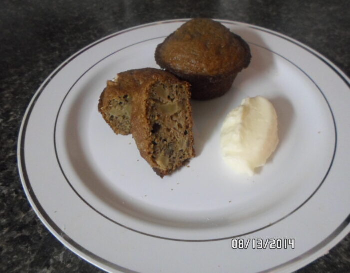 Healthy Apple Pecan Bran Muffins w/Sweet Butter Cream